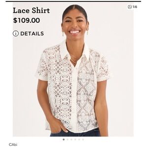 CAbi White lace shirt XL SPRING 2025